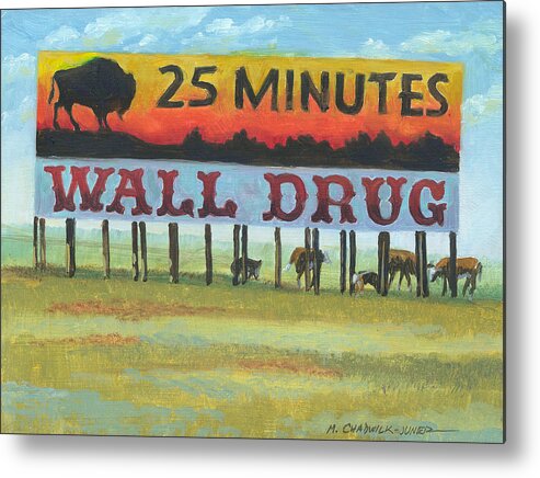 Wall Drug Metal Print featuring the painting Wall Drug Landscape IV by Marguerite Chadwick-Juner