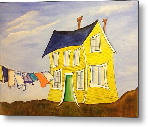 Abstract House Metal Print featuring the painting Wash Day by Heather Lovat-Fraser