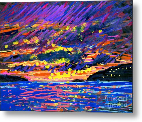 Sunset Metal Print featuring the painting Water island Sunset by Candace Lovely