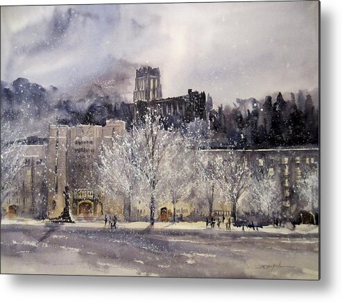 West Point Metal Print featuring the painting West Point Winter by Sandra Strohschein