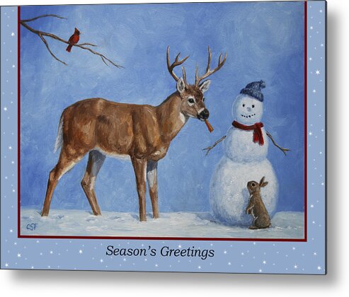 Deer Metal Print featuring the painting Whose Carrot Seasons Greeting by Crista Forest