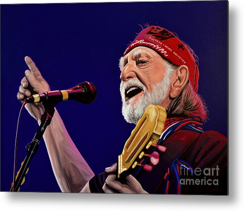 Willie Nelson Metal Print featuring the painting Willie Nelson by Paul Meijering