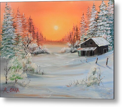 Winter Scene Metal Print featuring the painting Winter Scene by Remegio Onia