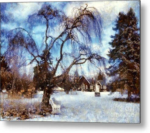 Church Metal Print featuring the photograph Winter Willow in Mountainhome - Church by Janine Riley