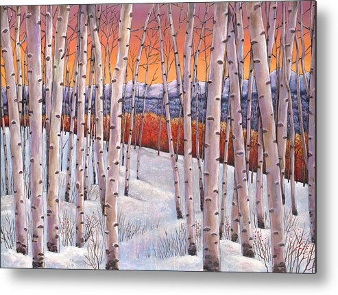 Autumn Aspen Metal Print featuring the painting Winter's Dream by Johnathan Harris