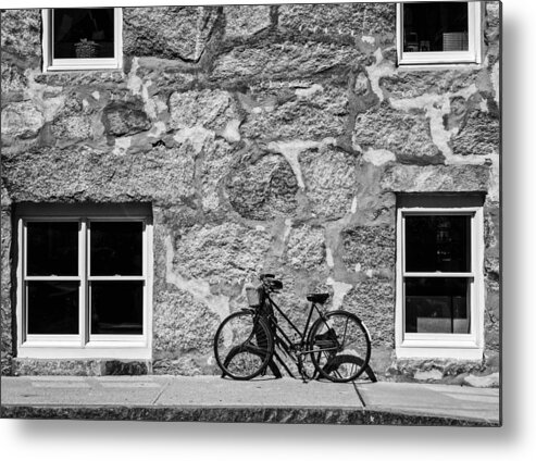 B&w Metal Print featuring the photograph Woods Hole Bike Wall by Frank Winters
