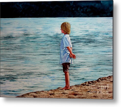 Lad Metal Print featuring the painting Young Lad by the Shore by Christopher Shellhammer