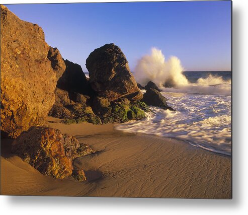00170064 Metal Print featuring the photograph Waves Crashing On Point Dume Beach #1 by Tim Fitzharris