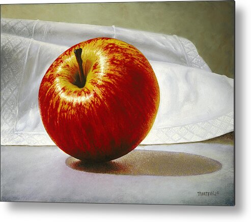 Apple Metal Print featuring the painting A Red Apple by Matthew Martelli