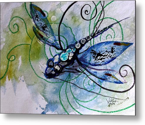 Dragonfly Metal Print featuring the painting Abstract Dragonfly 10 by J Vincent Scarpace