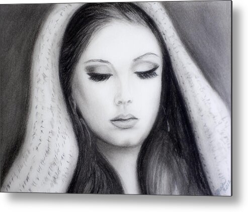 Pop Artist Metal Print featuring the drawing Adele by Gina Cordova