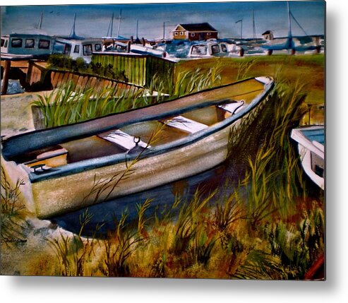 Boats Metal Print featuring the painting August Afternoon by Susan Elise Shiebler