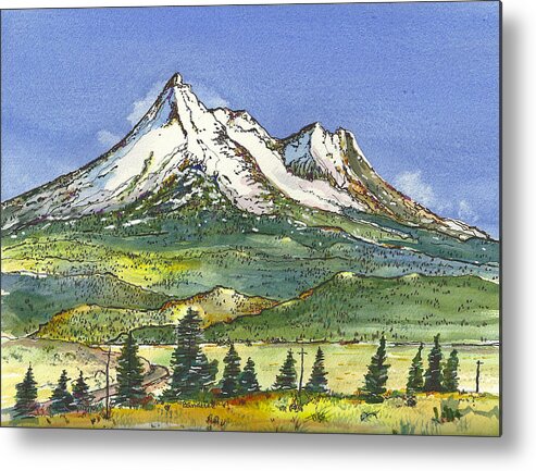 Mt Shasta Metal Print featuring the painting Beautiful Mt Shasta by Terry Banderas