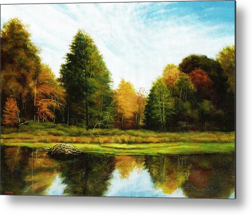 Pond Metal Print featuring the painting Beaver Pond by John Pirnak