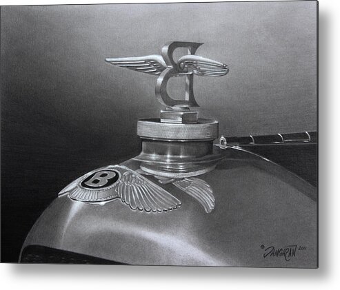 Graphite Metal Print featuring the drawing Bentley Corsica Coupe by Tim Dangaran