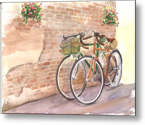  Bicycles Metal Print featuring the painting Bike Date Two by Mimi Boothby
