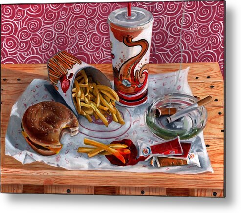 Still Life Metal Print featuring the painting Burger King Value Meal no. 3 by Thomas Weeks