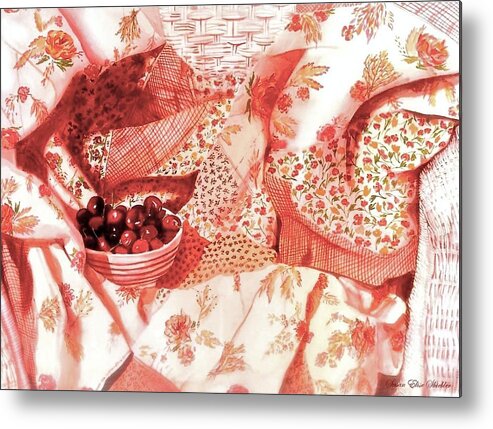 Cherries Metal Print featuring the painting Cherries Jubilee by Susan Elise Shiebler