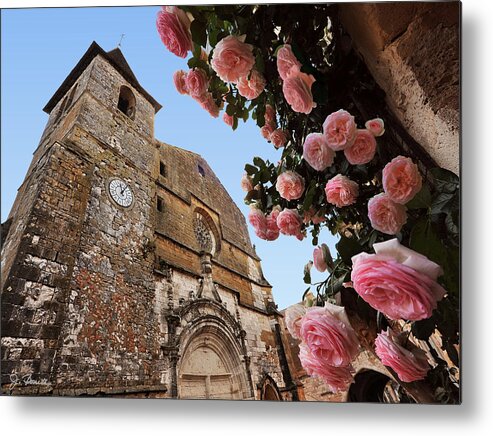 France Metal Print featuring the photograph Church and Roses by Joe Bonita