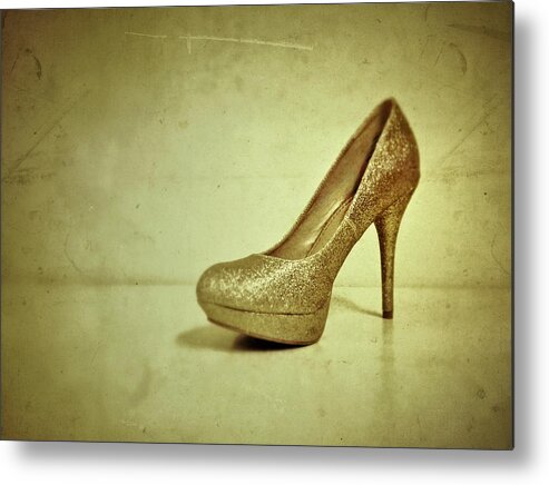 Shoe Metal Print featuring the photograph Cinderella Story by Evelina Kremsdorf