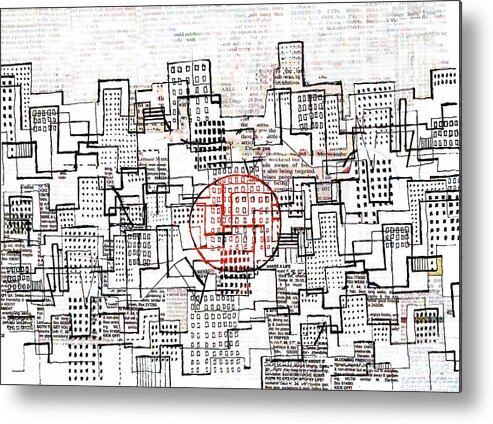 City Abstract Metal Print featuring the drawing City Lines II by Andy Mercer