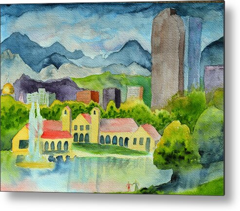 City Park Metal Print featuring the painting City Park Wonderland Summer by Beverley Harper Tinsley