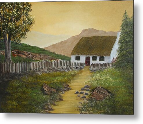 Rural Metal Print featuring the painting Cottage by Kathy Sheeran