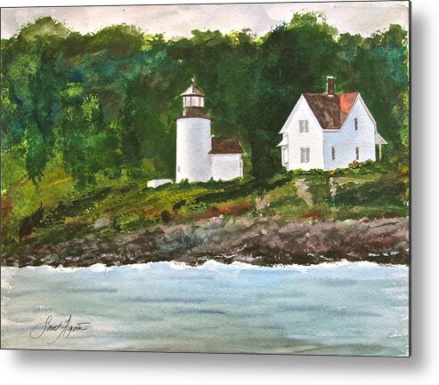 Lighthouse Metal Print featuring the painting Curtis Island Light by Frank SantAgata