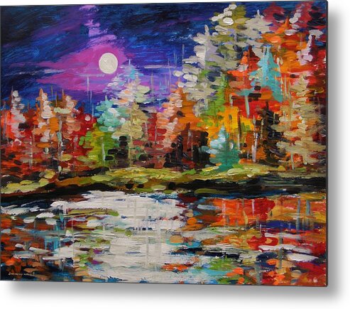 Moon Metal Print featuring the painting Dance on the Pond by John Williams