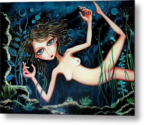 Girl Metal Print featuring the painting Deep Pond Dreaming by Leanne Wilkes