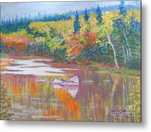 Fall Scene Metal Print featuring the pastel East River-fall scene by Rae Smith PSC