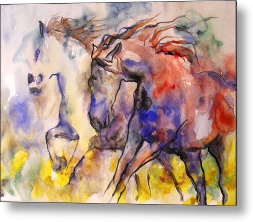 Horse Metal Print featuring the painting Free Spirits by Koro Arandia