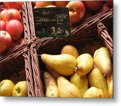 Yellow Pears Metal Print featuring the photograph French Pears for Sale by Vikki Bouffard