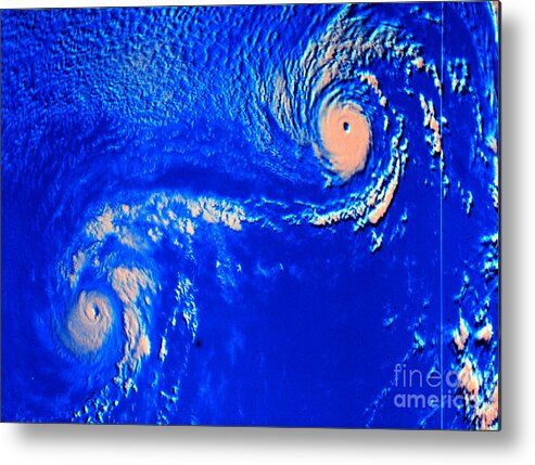 Science Metal Print featuring the photograph Fujiwhara Effect, Typhoons Ione by Science Source
