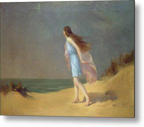Girl Metal Print featuring the painting Girl on the beach by Frank Richards