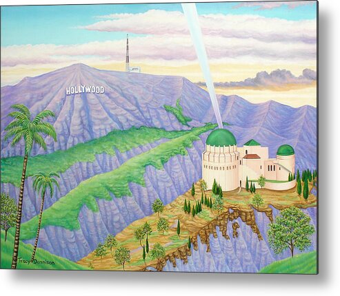 Hollywood Sign Metal Print featuring the painting Griffith Observatory by Tracy Dennison