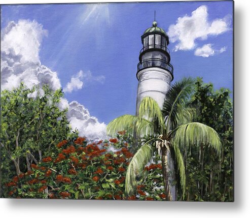 Florida Key's Metal Print featuring the painting Hemmingway's View by Lisa Reinhardt