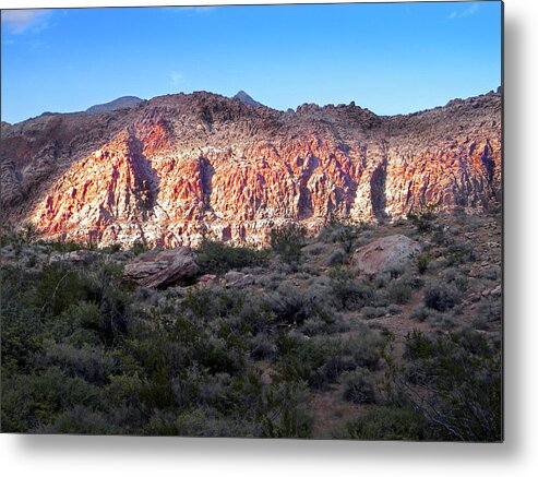 Desert Metal Print featuring the photograph Illuminated Mountain by Frank Wilson