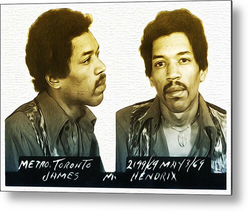 Jimmi Hendrix Mug Shot Metal Print featuring the photograph Jimmi Hendrix Mug Shot by Bill Cannon