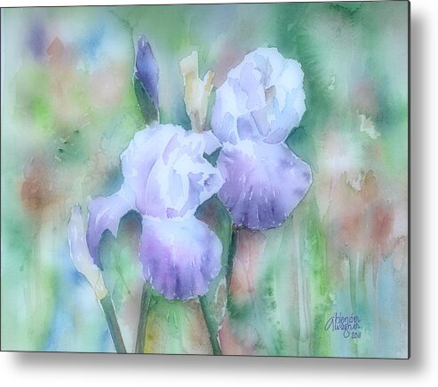 Iris Metal Print featuring the painting Lavender Iris by Arline Wagner