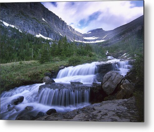 00174863 Metal Print featuring the photograph Lunch Creek Cascades Glacier National by Tim Fitzharris