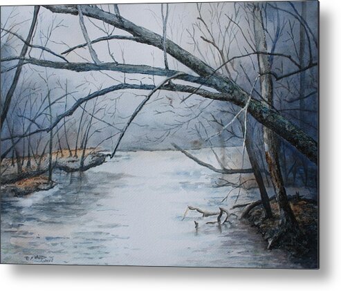 River Metal Print featuring the painting Misty Morning on the Red River by Patsy Sharpe