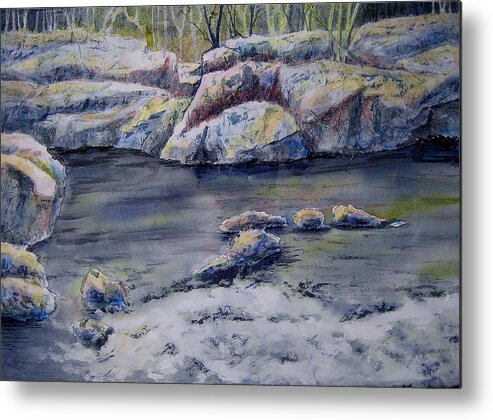 Watercolor Metal Print featuring the painting November Waters by Carolyn Rosenberger