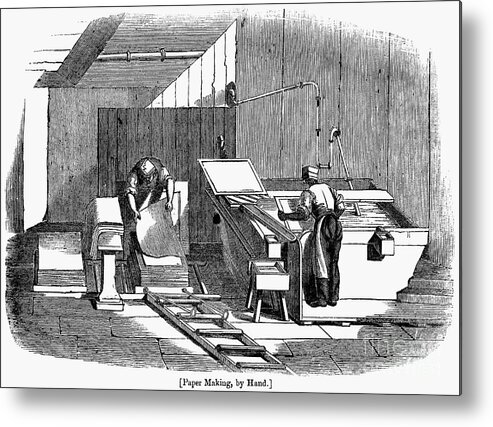 1833 Metal Print featuring the photograph Papermaking, 1833 by Granger