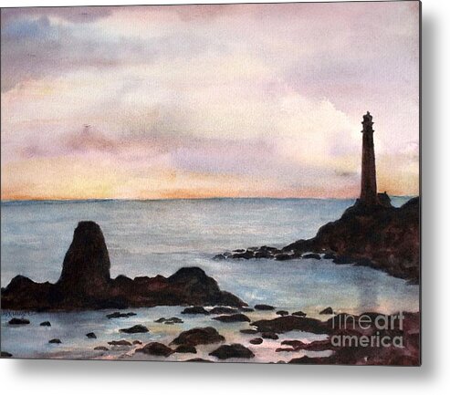 Lighthouse Metal Print featuring the painting Pigeon Point Lighthouse by Suzanne Krueger