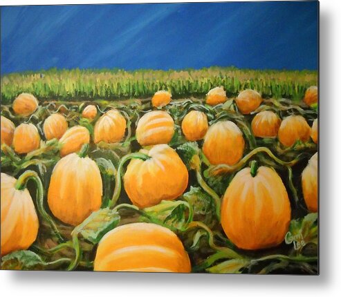 Pumpkin Metal Print featuring the painting Pumpkin Patch by Cami Lee