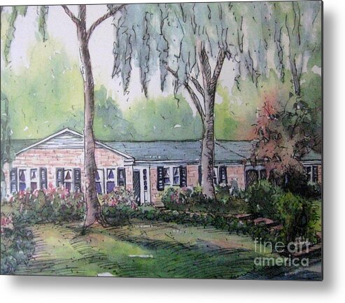 House Metal Print featuring the pastel Ragan's Home 1 by Gretchen Allen