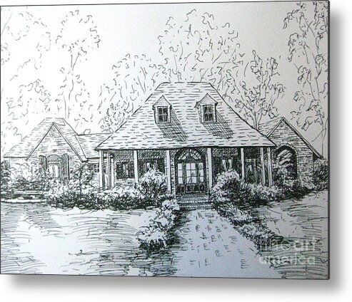 Pen & Ink Metal Print featuring the drawing Rathe's Home by Gretchen Allen