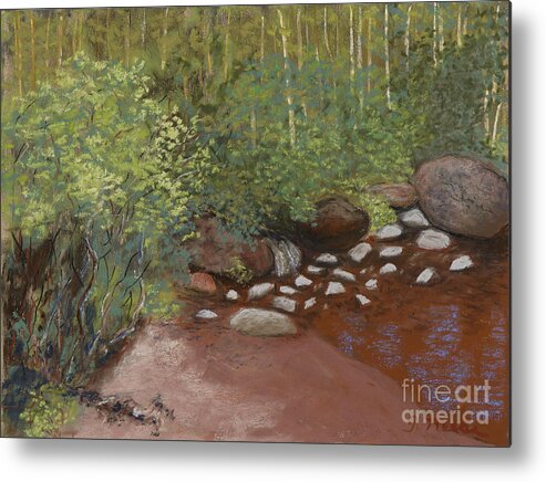Stream Metal Print featuring the pastel Rocky Mountain Creek by Ginny Neece