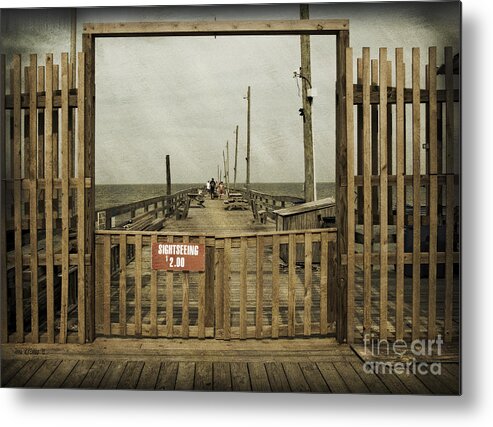 Sign Metal Print featuring the photograph Rodanthe Fishing Pier Sightseeing Sign by Anne Kitzman